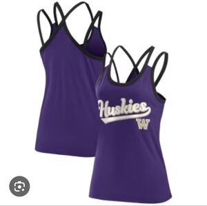 NWT Washington Huskies Strappy Tank Top Shirt Purple Black Football Shirt Women